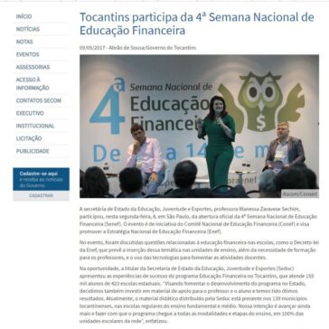Tocantins participa da IV Semana Nacional de Educação Financeira – Governo do Tocantins